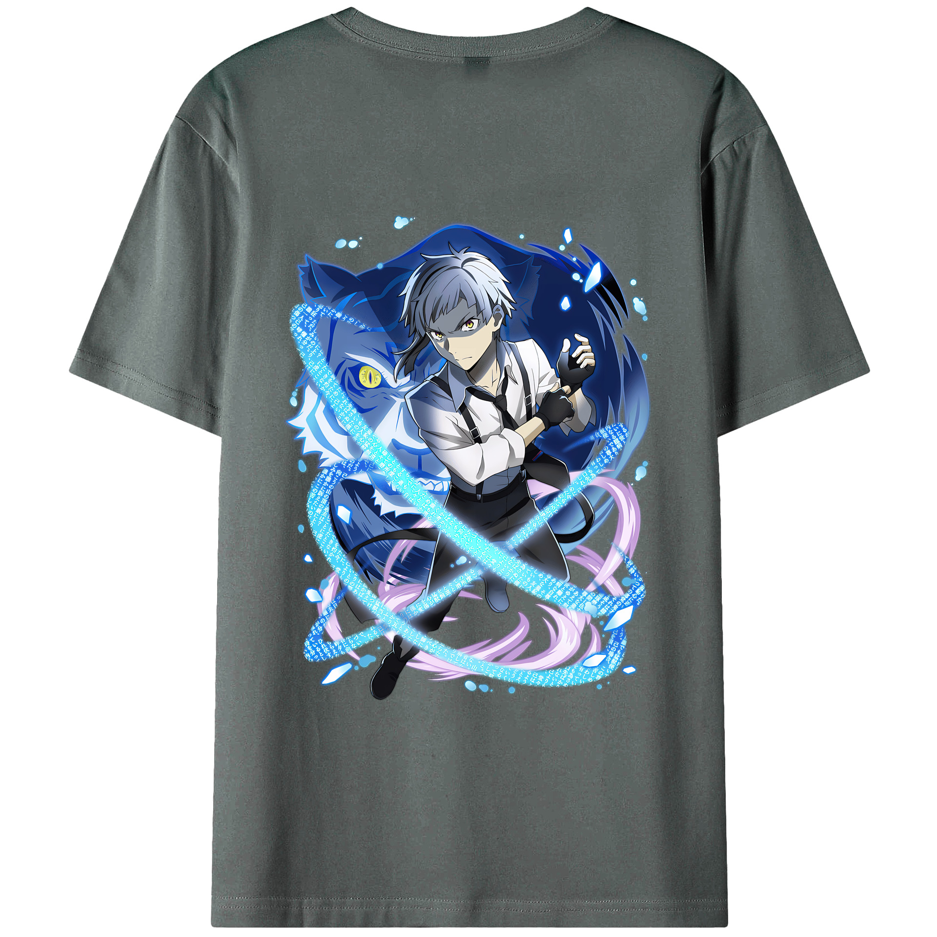 （画像用） 文豪ストレイドッグス Bungo Stray Dogs 綿100％ メンズ半袖Tシャツ（バックプリント） 通気性